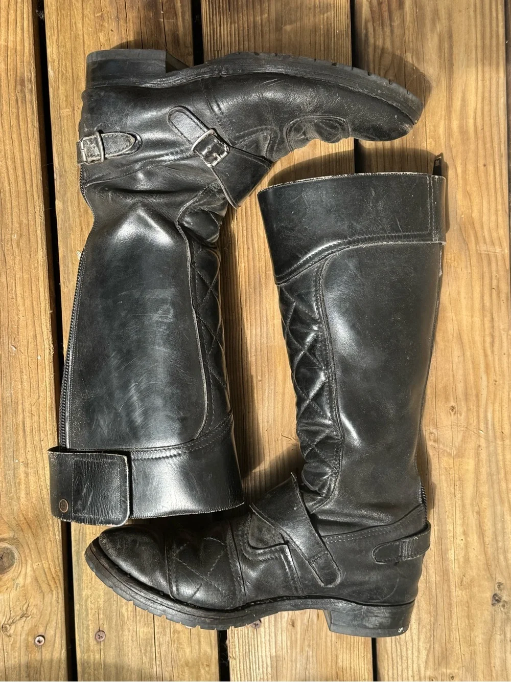 Goldtop Black Leather Men's Motorcycle Riding Boots